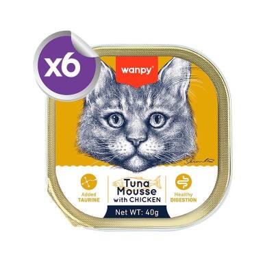 Wanpy Alutray Ton Balıklı ve Tavuklu Pate Yetişkin Kedi Konservesi 6x40 gr