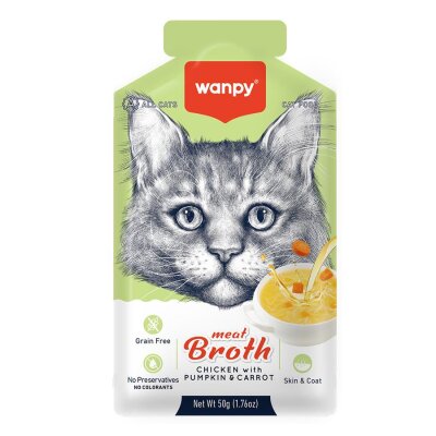 Wanpy Balkabağı Tavuk Havuçlu Etli Kedi Çorbası 50 gr