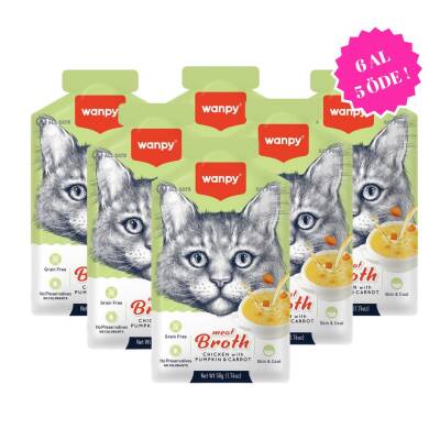 Wanpy Balkabağı Tavuk Havuçlu Etli Kedi Çorbası 50 gr (6 AL 5 ÖDE)
