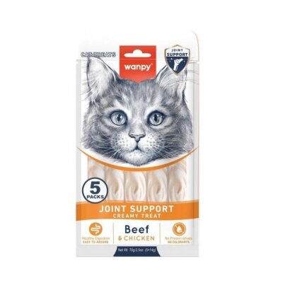 Wanpy Bone Support Sığır Eti ve Tavulu Sıvı Krema Kedi Ödülü 5x14 Gr