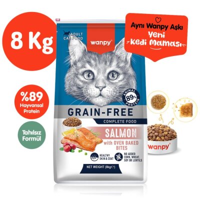 Wanpy Somon Balıklı Tahılsız Yetişkin Kedi Maması 8 kg