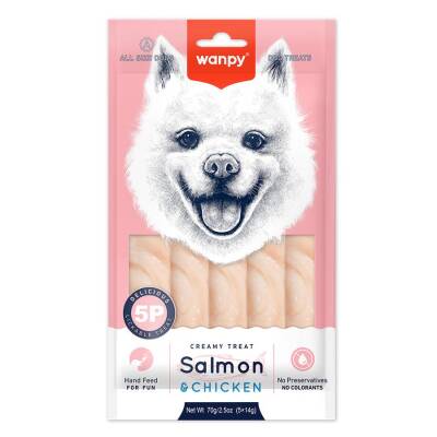 Wanpy Somonlu ve Tavuklu Krema Köpek Ödülü 5 X 14 gr