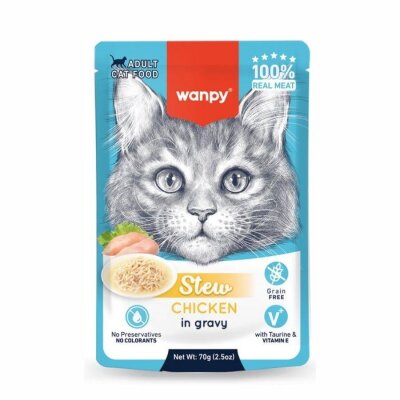 Wanpy Stew Gravy Pocuh Tavuklu Yetişkin Yaş Kedi Maması 70 gr