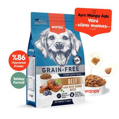 Wanpy Sığır Etli Tahılsız Yetişkin Köpek Maması 1,5 kg
