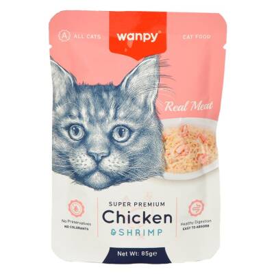 Wanpy Pouch Tavuklu ve Karidesli Kedi Konservesi 85 gr