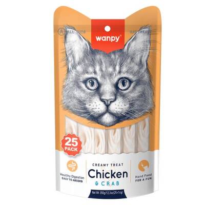 Wanpy Tavuklu ve Yengeçli Sıvı Krema Kedi Ödülü 14 gr X 25 Adet