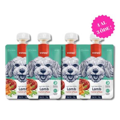 Wanpy Taze Kuzulu ve Havuçlu Köpek Et Ezmesi 90 gr (4 AL 3 ÖDE)