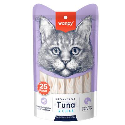 Wanpy Ton Balıklı ve Yengeçli Sıvı Krema Kedi Ödülü 14 grx25 Adet