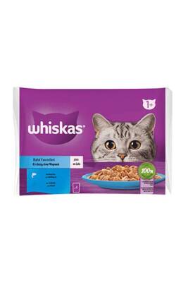 Whiskas Pouch Balık Favorileri Somonlu ve Ton Balıklı Kedi Konservesi 340 gr (4 X 85 gr)
